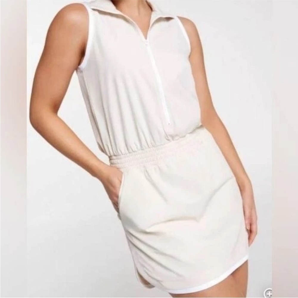 Calia Golf Cream Half Zip Sleeveless Golf Dress with Interior Shorts NWT Small